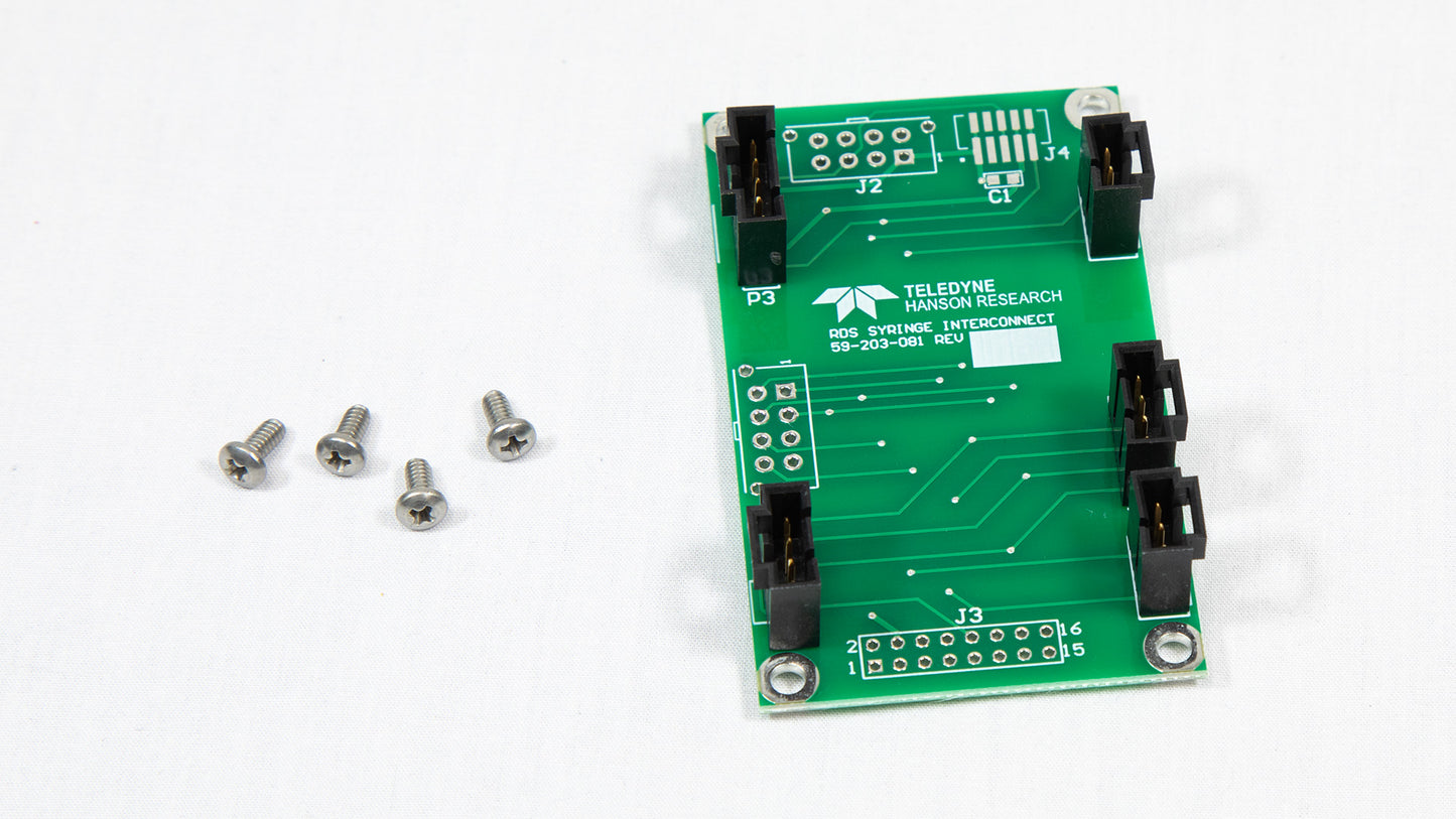 A miniature electronic board equipped with screws, illustrating its structural elements and assembly details.