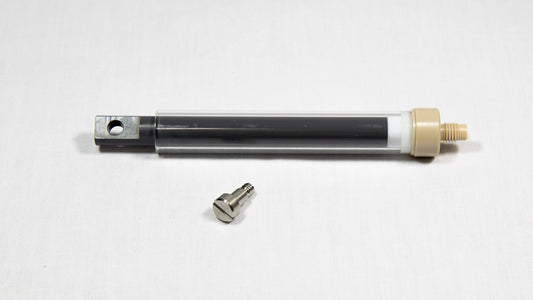 A clear plastic syringe featuring a screw, highlighting its intricate design.