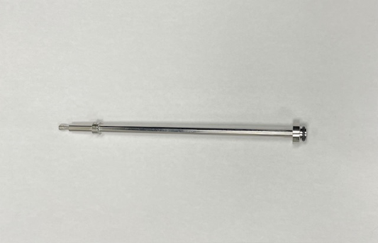 A metal rod featuring a small hole near one end, showcasing its design and potential use in various applications.