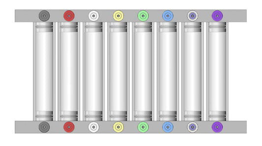 Set of encased cylinders.