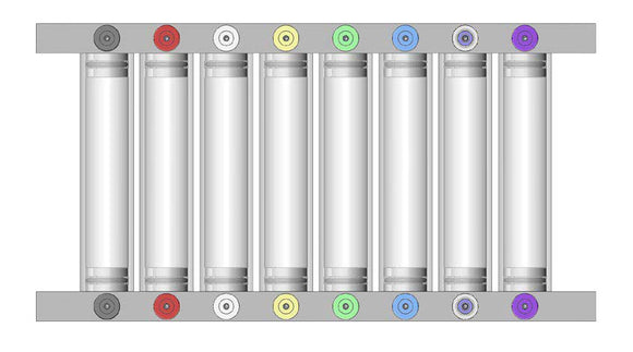 Set of encased cylinders.