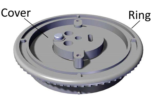 Circular plastic ring with cover
