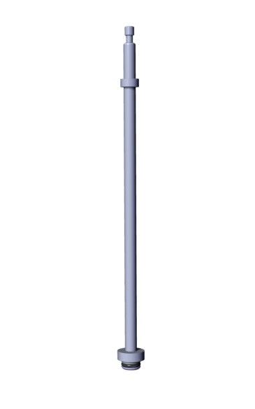 A metal rod featuring a small hole near one end, showcasing its design and potential use in various applications.