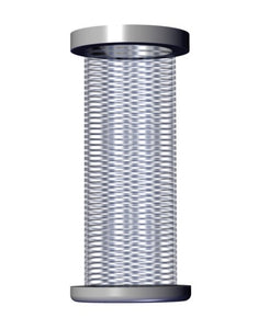 Cylindrical shaped container made of wire mesh.