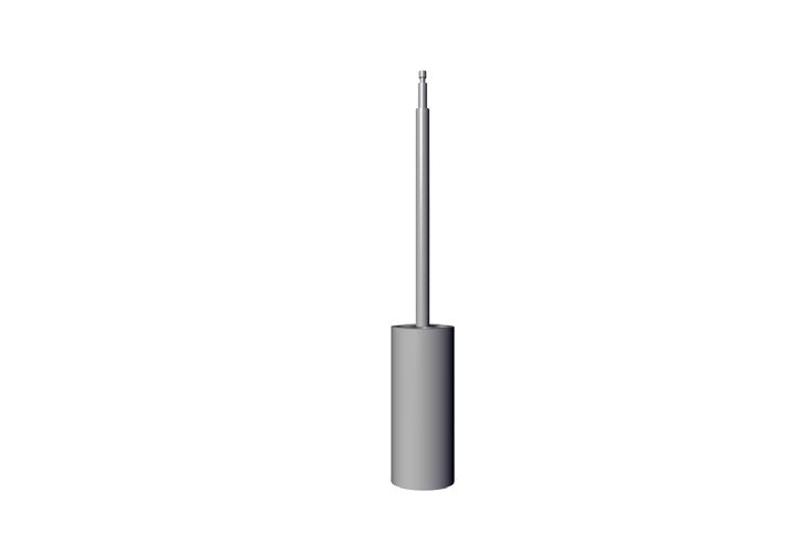 Cylinder with flagpole like rod.